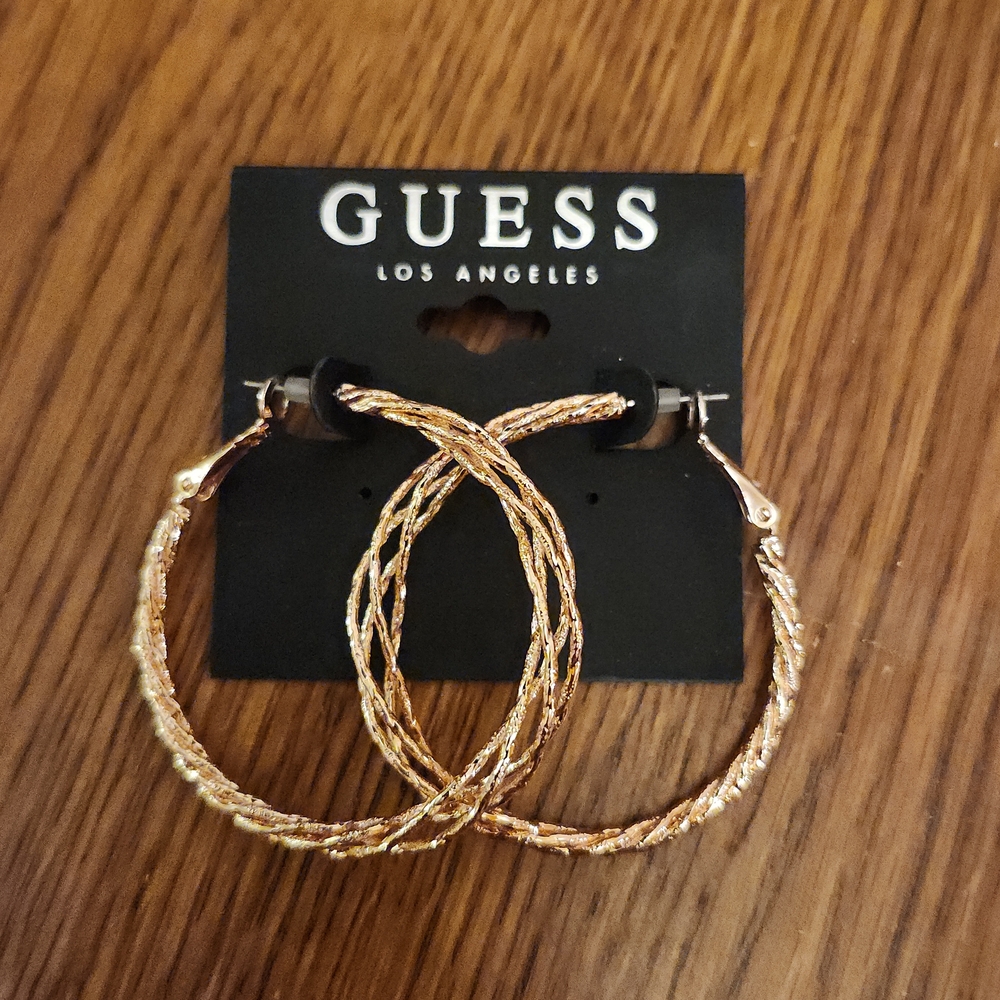 Guess Gold-Tone Braided Hoop Earrings